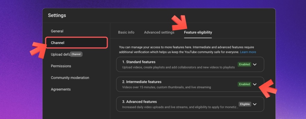 YouTube Feature Eligibility